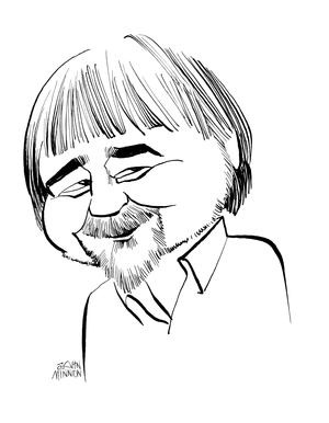 Alan Bleasdale caricature, English television dramatist: b
