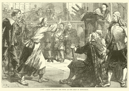 Janet Geddes flinging her Stool at the Dean of Edinburgh (engraving)