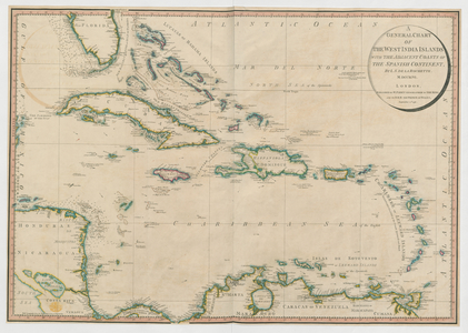 A general chart of the West India Islands: With the adjacent coasts of the Spanish continent, 1796 (print)