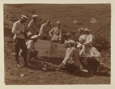 Bulgarian artillerymen during an exercise, early 20th Century (b/w photo)