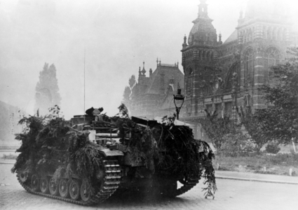 German assault gun on the Western Front, 1944 (b/w photo)