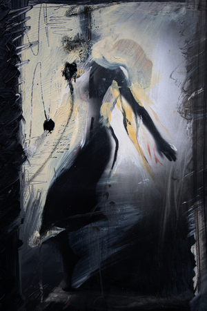 Number 15, detail, 2025 ( Oil on silver gelatin print mounted on aluminium)
