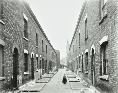Melior Place: general view, London, 1957 (b/w photo)
