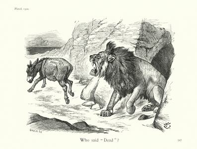 Sir John Tenniel cartoon: Who said "Dead"? (engraving)