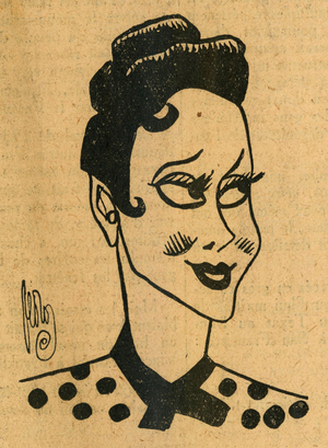 Arletty French actress 1898 1992 Drawing by Pedros appeared in the newspaper Gringoire in August 1939