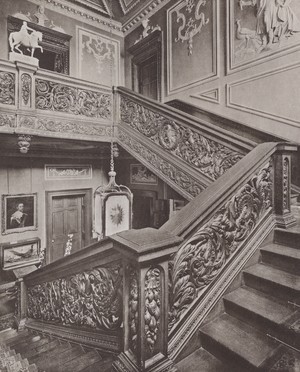 Tythrop House, Oxfordshire, the Staircase (b/w photo)