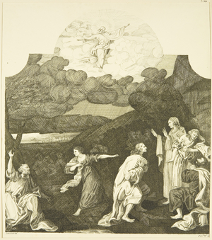 Hogarth's Altarpiece - The Ascension, 1824 (pen & ink on paper)
