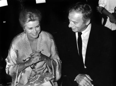 Princess Grace of Monaco With Actor Yves Montand in 1981 during A Gala in Honour of Princess Grace in Paris (b/w photo)