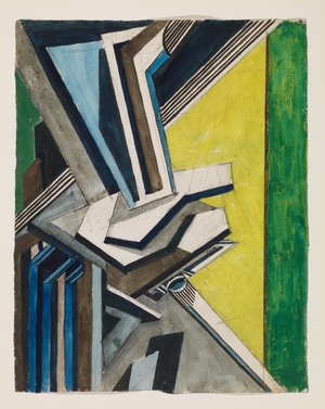 Vorticist Composition, Blue and Green, c.1915 (w/c on paper)