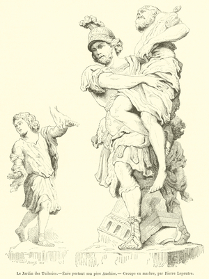 Le Jardin des Tuileries, Enee portant son pere Anchise (engraving)