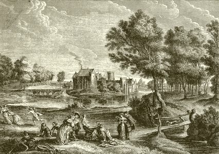 Chateau de Steen. Residence of Rubens (engraving)