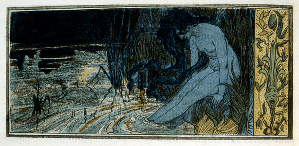 Byblis: Leda or 'La Louange des Bienheureuses Tenebres'of Pierre Louys 1898 (engraving)