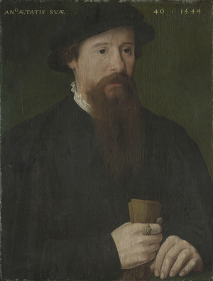 Portrait of a man holding his gloves, 1544 (oil on wood)