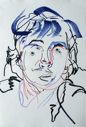 Surportrait : Marguerite Duras 3, 2021 (acrylic on paper)