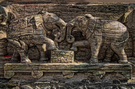 Carvings of elephant in the Jagdish Temple, Udaipur, 1651 (photo)