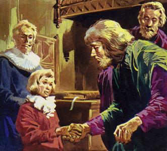 Hugo Grotius entered the University of Leyden at the age of 11 (colour litho)