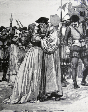Engraving depicting Sir Thomas More and his daughter bidding him farewell before his execution