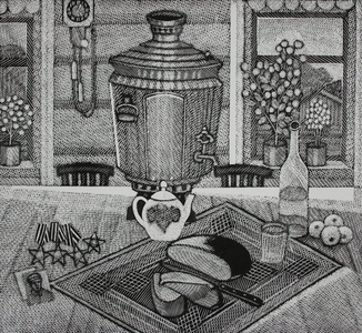 On Victory Day, c.1980s (linocut)