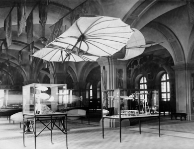 Flying machine of Otto Lilienthal, 1931 (b/w photo)