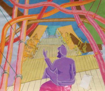 Air Raid Shelter, Plate 17 from 'A Boy at Sea' (gouache on paper)