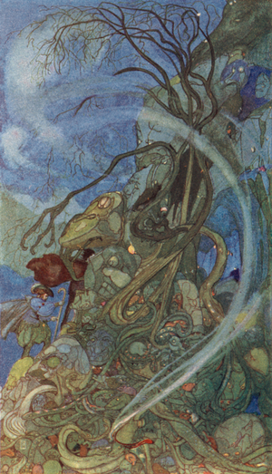 At Oberon and Titania's Golden Wedding Feast (colour litho)