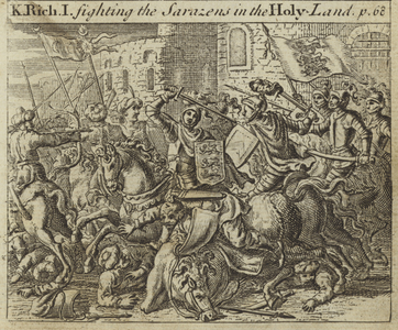 King Richard I of England fighting the Saracens in the Holy Land on the Third Crusade (engraving)