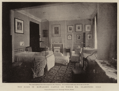 The Room in Hawarden Castle in which Mr Gladstone Died (b/w photo)