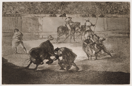 La Tauromaquia, Plate 29: Pepe Ilo making the pass of the 'recorte', (print, etching, aquatint, drypoint, burin on paper)