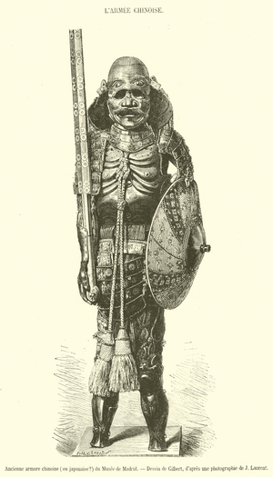 Ancienne armure chinoise, ou japonaise? du Musee de Madrid (engraving)