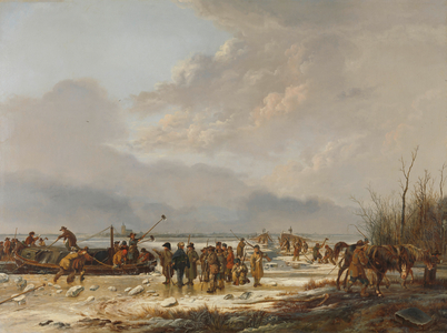 Breaking the Ice on the Karnemelksloot, 1814 (oil on canvas)