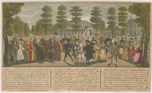 Ranelagh Gardens.  Masquerade for the Venetian Ambassador, 1749 (coloured engraving)