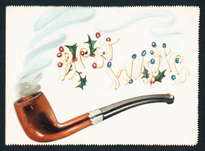Smoking Pipe, Christmas Card (chromolitho)