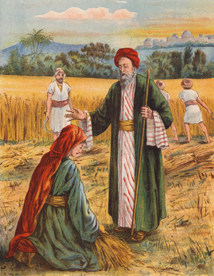 Boaz and Ruth in the Harvest Field (colour litho)