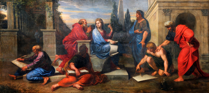 Aspasie among the philosophers of Greece in the salon of the Queen's Nobles (painting)