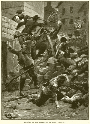 Fighting at the Barricades in Paris (engraving)