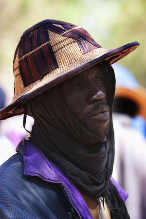 Man with Fulani hat, Monday Market, Djenne, Mali (photo)