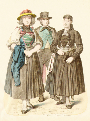 Fashion in Germany, 19th century (copper plate print)