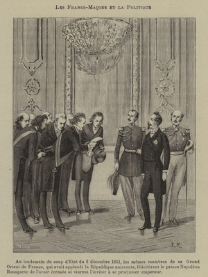Freemasons and politics (engraving)