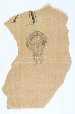Head of Yanaihara face on, c.1956-61 (pencil on paper)