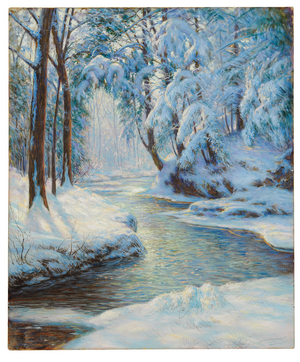 Stream in a Snowy Landscape, early 20th century (oil on canvas)