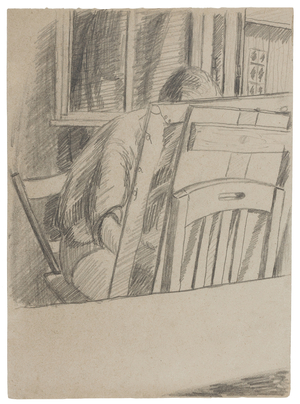Study for 'Oil of Ray Taylor painting', (from the front), Marlag O, Westertimke, Lower Saxony, 1944 (pencil on paper)