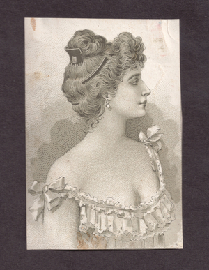 Portrait of a woman, 1900s (colour litho)