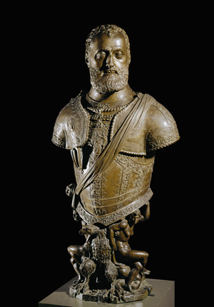 Emperor Karl V in the armour of the Battle of Muehlberg (bronze)