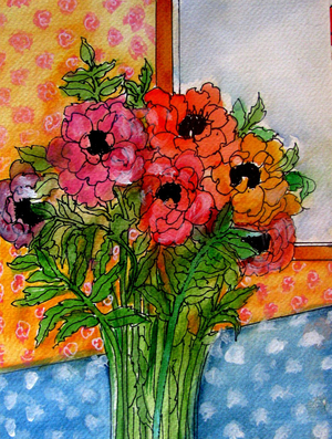 Flowers in vase, 2014 (watercolour, ink)