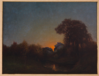 Landscape at Sunset (oil on canvas)