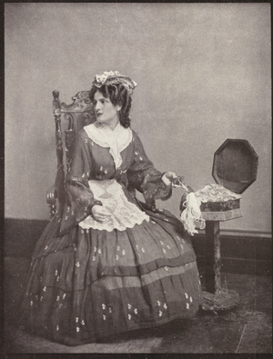 A Victorian muslin dress, 1850-60 (b/w photo)