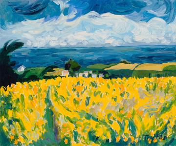 Alberfeldy with Marguerites, (oil on canvas) 