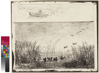 Marsh with Ducks, 1862 (cliché-verre on ivory photographic paper)