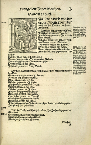 'Das Newe Testament Deutzsch', by Martin Luther, Vuittemberg, 1522 (engraving)