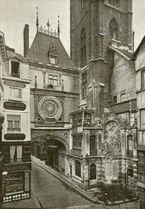 Rouen, La grosse Horloge (b/w photo)